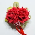 thumbnail image 5 of Pulsera de cinta para fiesta de boda, ramillete de muñeca para dama de honor, flores rosas de espuma, 5 of 5