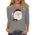 thumbnail image 2 of Craaazy Christmas Shirts for Women Round Neck 3/4 Sleeve Santa Prints Blouses Gifts, 2 of 4