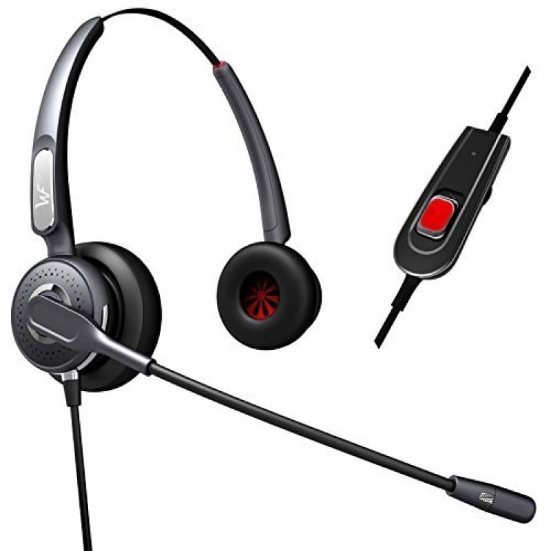 Dual Ear Headset Headphones + Adjustable Volume + Mute Control for