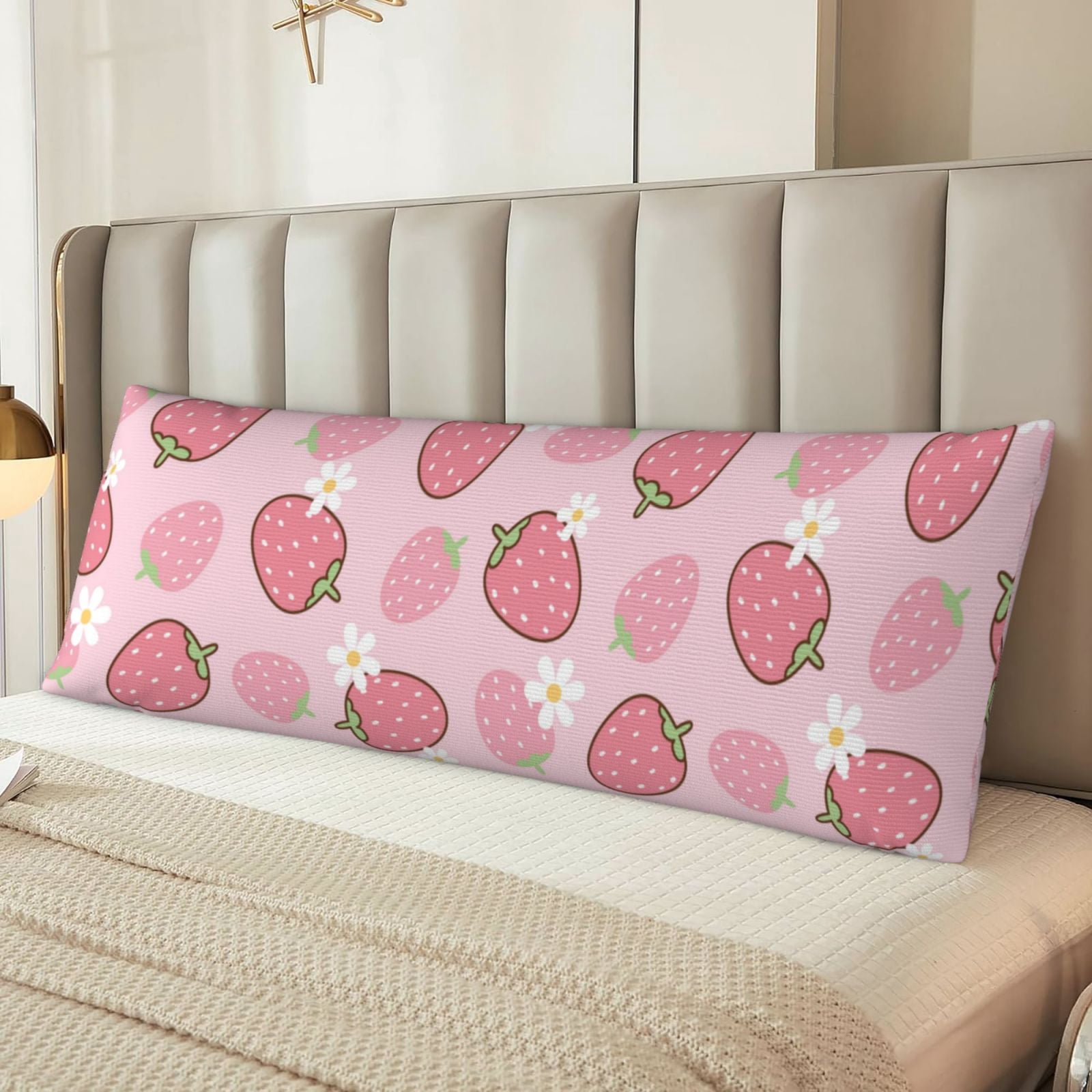 Naloa Strawberries Super Soft 20x60 Body Pillow Case,Long Side Hidden Zipper（PILLOWS ARE NOT INCLUDED）