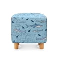 thumbnail image 2 of SCRAWLGOD Shark Print Blue Footstool Slipcover, Washable Footrest Sofa Slipcovers Comfortable Square Covers for Footstool with Stretch Bottom, 2 of 7