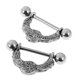 thumbnail image 3 of 2 piezas de cristal de de imitación de material acero de barra de pezón joyería del cuerpo Yuyangstore Anillo del pezón, 3 of 8