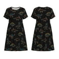 thumbnail image 3 of Bixox Robe d'Été à Manches Courtes pour Femmes Robe Ample Longueur Genou avec Poches-Dinosaure Néon, 3 of 7