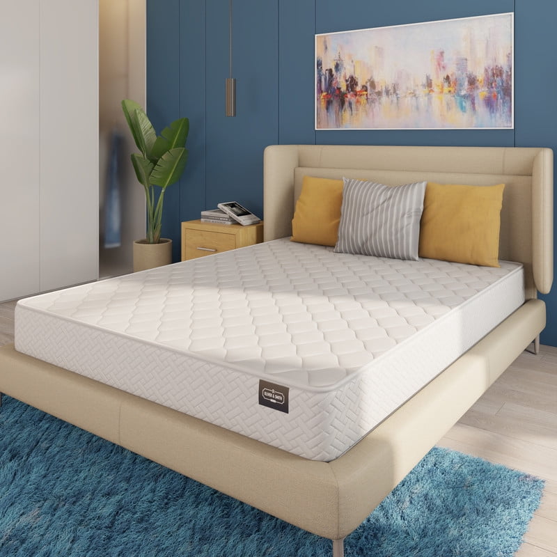 King Mattress 6 Inches 76X80 White – Medium Firm Hybrid – King Size Mattress Pocket Coil Tight Euro Top High Density & Polyester Cover – Rolled in a Box