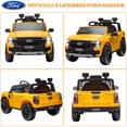 thumbnail image 2 of Ford Ranger Ride on Truck, 12V Powered Ride on Toy Cars with Remote Control, Bluetooth, MP3 Player, Safety Belt, LED Lights, Horn, Rear Wheels Drive Kids Electric Car for Boys Girls 3-6 Ages, Yellow, 2 of 13