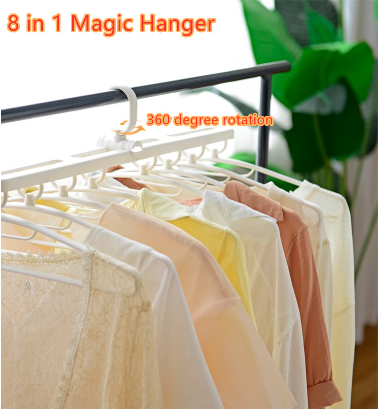 360° Rotatable Clothes Hanger 8 in 1 Magic Folding Hangers Space Saving