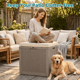 thumbnail image 2 of MINDYES 35 Gallon Deck Box, Wicker Outdoor Storage for Patio Cushions, Pool Toys & Garden Tools, Beige, 2 of 8