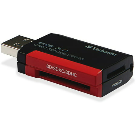Verbatim Pocket Card Reader, USB 3.0 - Black - Secure Digital (SD) Card, microSD Card, Secure Digital Extended (Best Sd Card Reader For Mac)