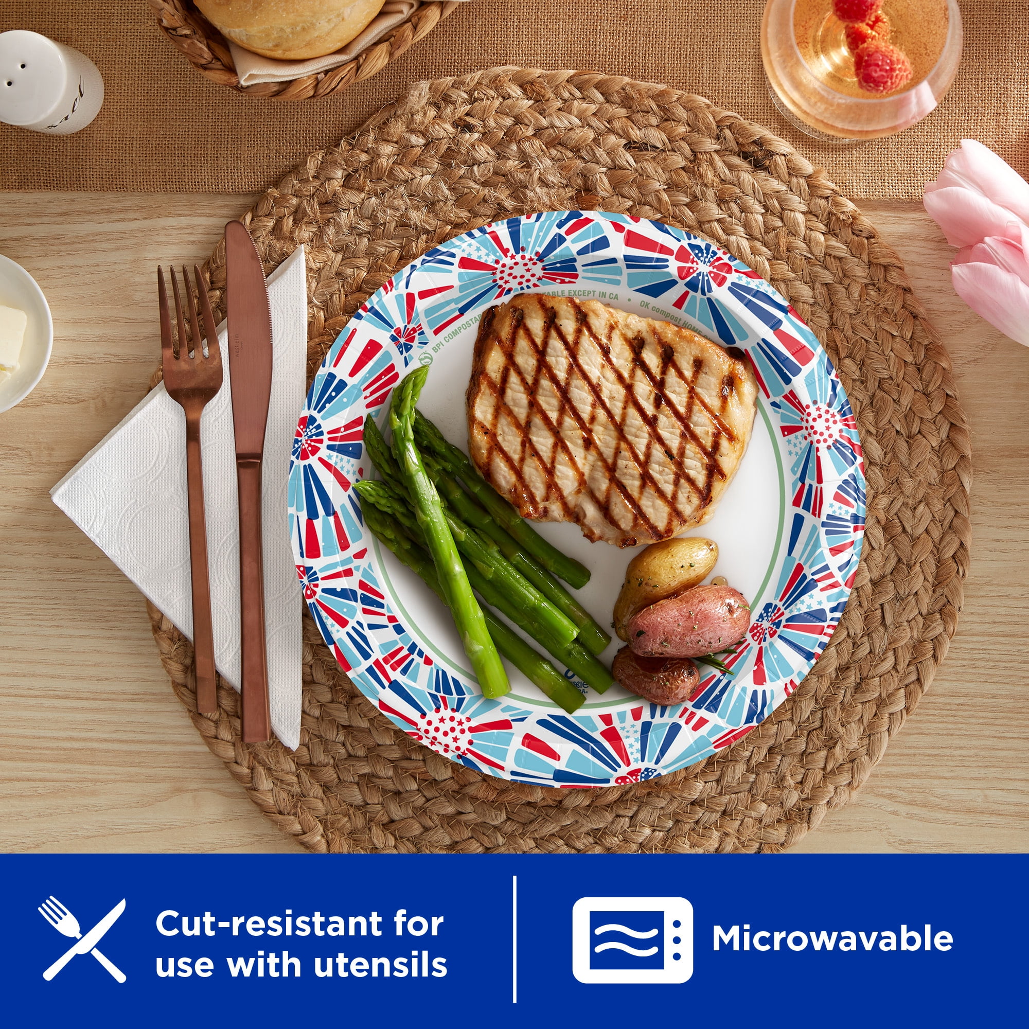 Dixie Ultra Summer Design Disposable Paper Plates, 10", Multi-Color, 20 Count