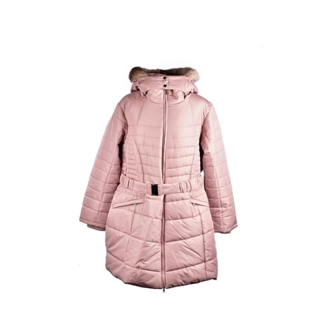 - International Details Zip Front Hoodie Buckle Fur Coat