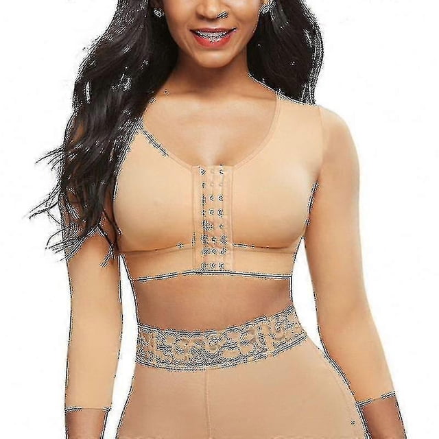 Mimigo Womens Shapewear 3/4 Sleeve Arm Shaper Front Closure Compression Bra Post Surgery Posture Corrector Tank Top