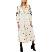 Free People Womens Wide-Leg Jumpsuit, Off-White, Large