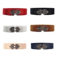 thumbnail image 5 of Women Wide Belt Fashion Elastic Stretch Buckle Waistband decor Women elastic waistband Dress Vintage Slim Hollow\-out Decor Black, 5 of 9