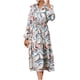 thumbnail image 1 of Vestido regular de manga larga con cuello en V y estampado sexy para mujer a la moda Fridja  yut4760, 1 of 5