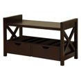 thumbnail image 2 of King's Brand Wood Shoe Storage Bench with Drawers, Cherry Finish, 2 of 5