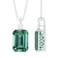 thumbnail image 3 of Rosec Jewels Lab Created Green Sapphire Solitaire Pendant Necklace with Moissanite - 10X14 mm, 925 Sterling Silver, 3 of 7