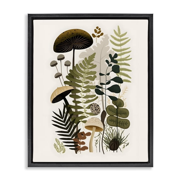 Stupell Industries Eclectic Mixed Earthy Botanicals Black Floating Frame Canvas Art, 17 x 21, by Petals Prints Design
