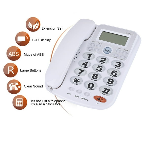 Corded Phone With Speakerphone, LCD Display Extension Set Large Buttons Clear Sound  For People For Landline Telephone Corded