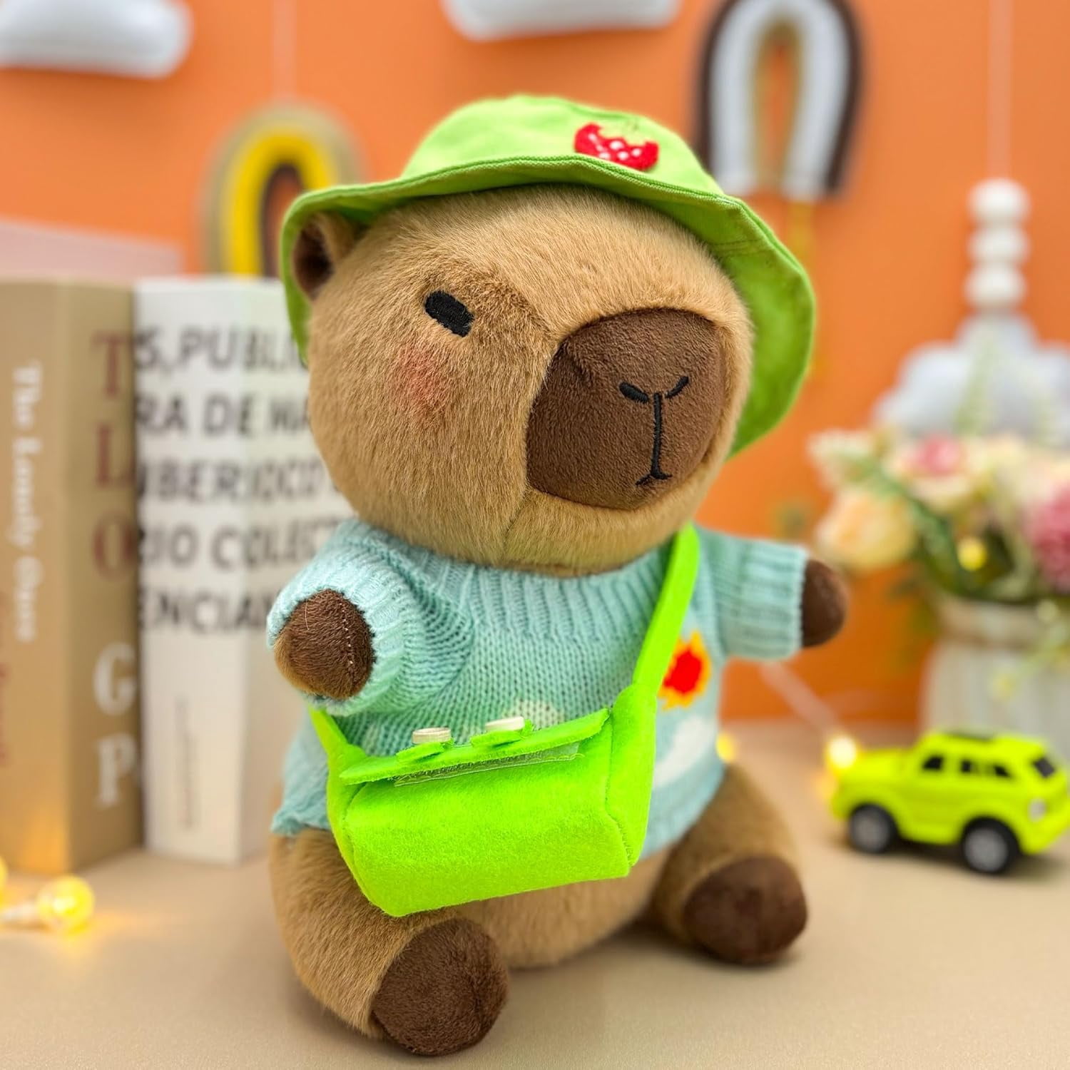 Capybara Plush with 9 pcs Clothes & Accessories, 10.2 in Cute Capybara Stuffed Animal Plush Toys, Dress Up Cute Plushies for Girls/Boys