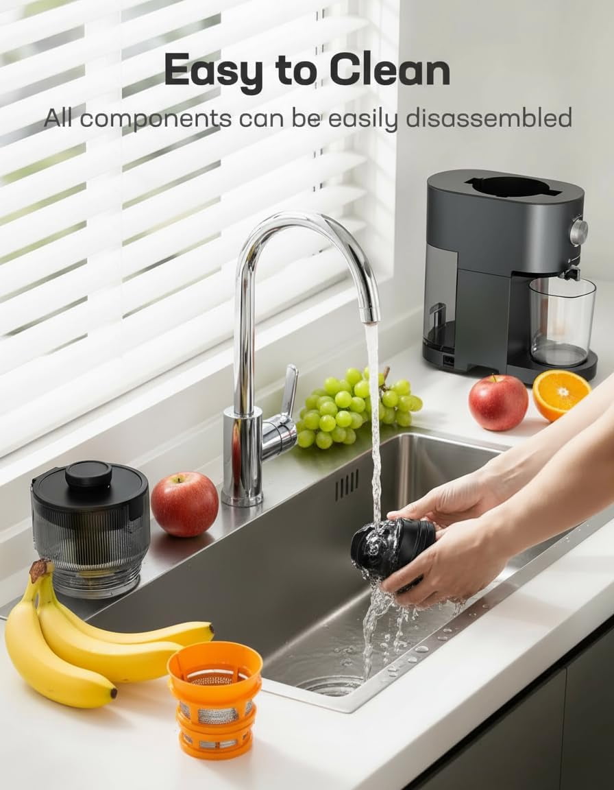 Slow Masticating Cold Press Juicer Machines, High  Yield, -Feeding with 5.4 Large Chute for Whole Vegetables Fruits