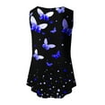 thumbnail image 5 of Liquidation d'Économies d'Été! Fatuov Débardeurs Sans Manches pour Femmes Été Camisoles Amples Graphiques Col Rond Hauts Décontractés Blouses Bleu, 5 of 5