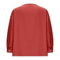 thumbnail image 5 of Guieoi Womens Shirts under $5 Women's Solid Color V-Neck Long Sleeve Loose and Linen with Decorative Buttons Top Blouse Red Black*Friday/Cyber*Monday, 5 of 6