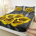 thumbnail image 3 of Feelyou Fashion Yellow Rose Twin Sheet Sets for Couple, Romantic Flower Floral Twin Fitted Sheet, Happy Valentine's Day Flat Sheet, Ultra Soft Bedroom Decor, 3-Piece, 3 of 7