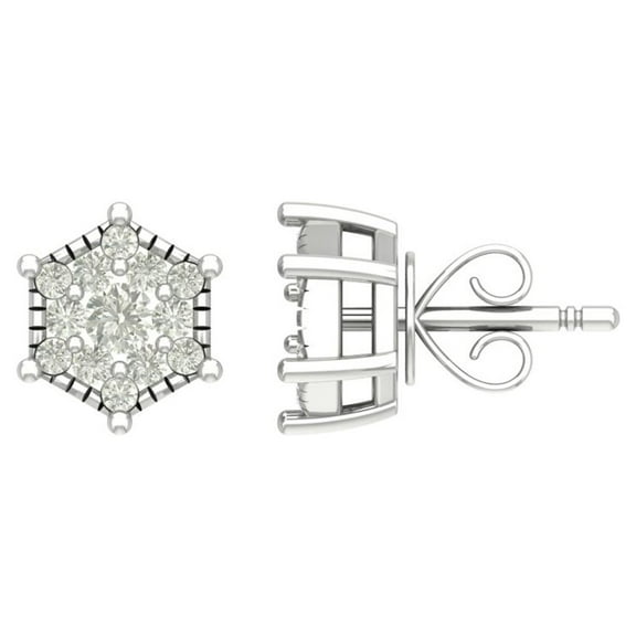 Sterling Silver Diamond Cluster Stud Earrings (1/4 cttw, I-J Color, I2-I3 Clarity)
