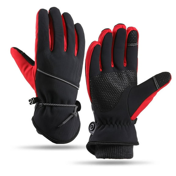 Ski Gloves, Warmest Waterproof and Breathable Snow Gloves for Cold Weather, Fits Both Men & Women,for Parent Child Outdoor- black red