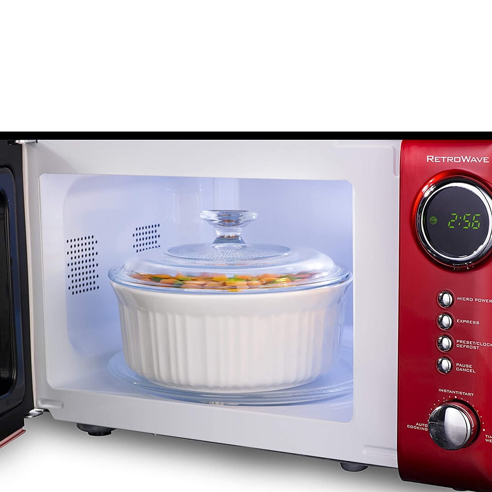 Fingerhut - Nostalgia Retro 0.7 Cu. Ft. 700-Watt Countertop Microwave Oven  - Red