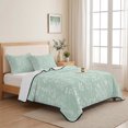 thumbnail image 5 of Quilts Twin XL Size, Mint Green Botanical Soft Comforter Bedding Set for Bed, Summer Chic Wildflowers Lightweight Quilted Bedspread with Pillow Cover(2 Pieces) for All Season, 68x98 Inch, 5 of 9