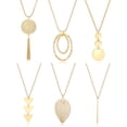 thumbnail image 1 of 6 piezas de collar con colgante largo para mujer, barra de oro, círculo, hoja, triángulo, borla, juego de collar en Y para niñas Adepaton WMZL-1293-1, 1 of 7