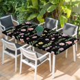 thumbnail image 2 of Pink Spring Floral Table Cloths for 6 Foot Rectangle Tables, Flowers Botanical Elegant Pastoral Black Patio Waterproof Elastic Fitted Tablecloths, Washable Rectangular Table Cover for Camping, 2 of 8