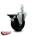 thumbnail image 2 of 4 Inch Soft Rubber Wheel Swivel 7/8 Inch Square Stem Caster with Brake SCC, 2 of 2