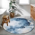 thumbnail image 4 of Blue Marble Large Area Rugs for Bedroom Living Room, Soft Non Slip Carpet Bedside Rug, Modern Abstract Art Ink Painted Round Floor Cover Kitchen Accent Rug 3' for Dining Room/Office, 4 of 9