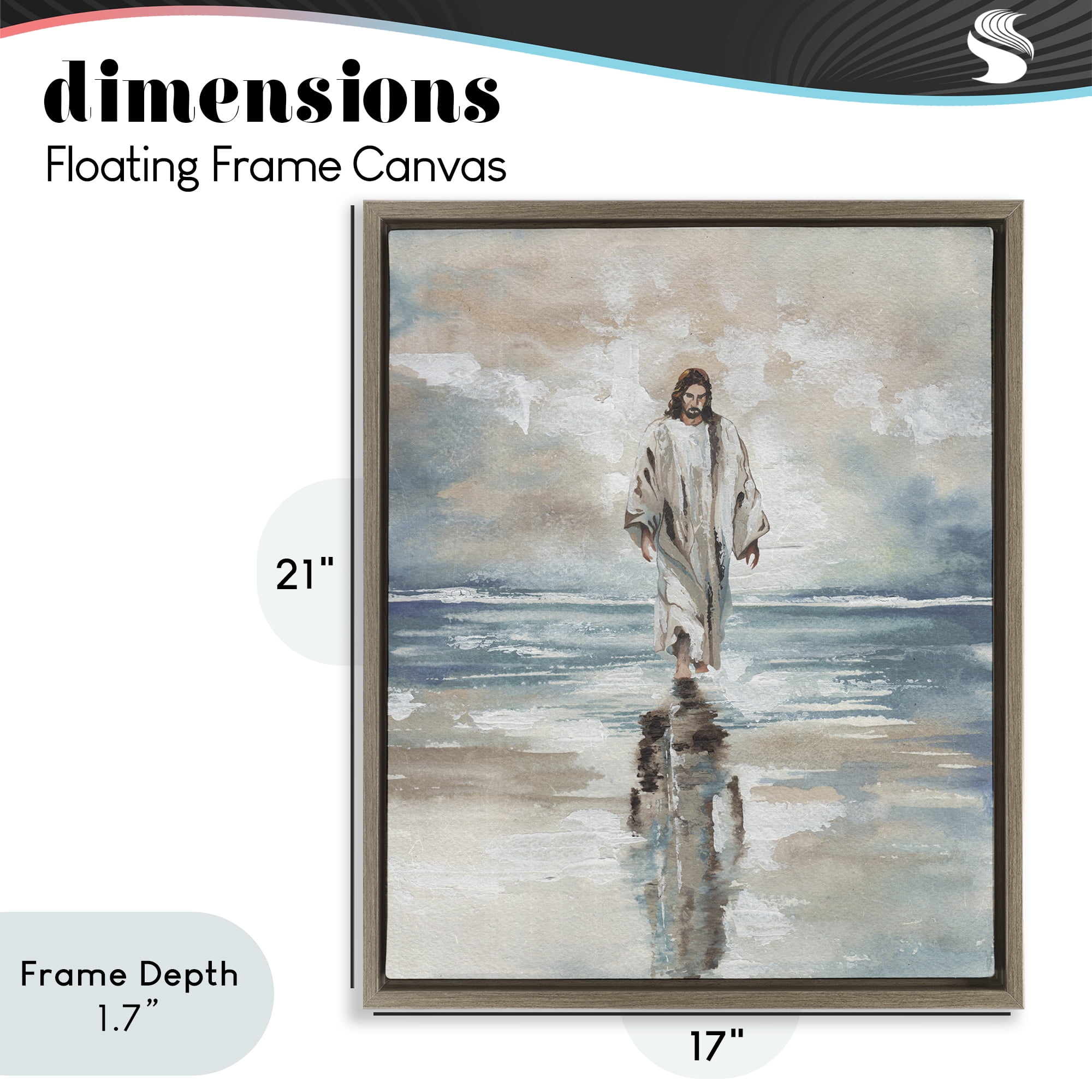 Stupell Industries Jesus on Water Brown Framed Floater Canvas Wall Art, design by Elizabeth Medley
