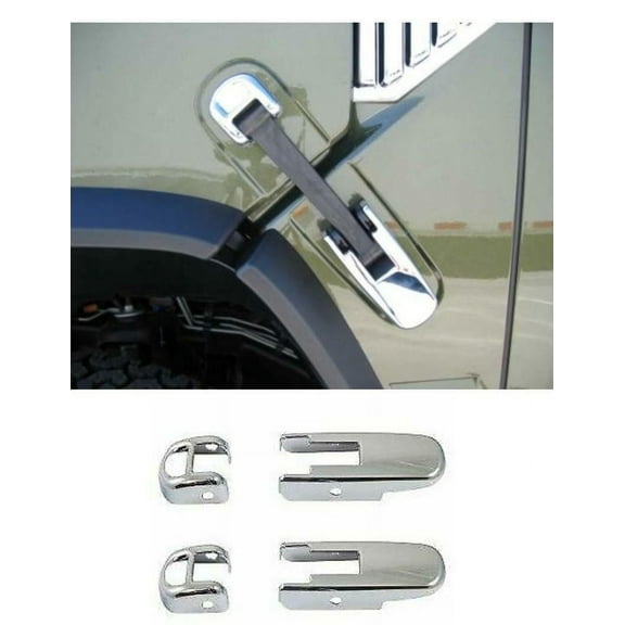 Hummer H2 Chrome Hood Latch Covers 4 Piece Set Fits 2003, 2004, 2005, 2006, 2007, 2008, 2009 H2 or SUT