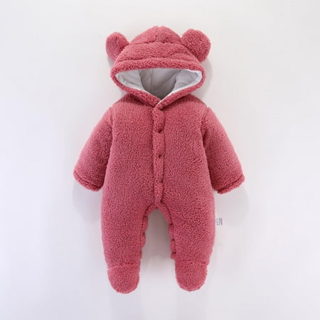 

Daqian Baby Girl Clothes Clearance Newborn Baby Winter Girls Boys Clothes Warm Bear Ears Overall Rompers Hooded Jumpsuit Toddler Girl Clothes Clearance Wine 0-3 Months