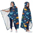 thumbnail image 2 of Wearable Blanket,Blue Dinosaurs with Clouds and Text Hooded Wearable Flannel Blanket for Adults & Teens,Winter Poncho Shawl Wrap Cape Cozy Anti-Pill,50"x60", 2 of 5