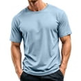 thumbnail image 3 of AHMOMEI Quick Dry Athletic Fit T-Shirt Men Crew Neck Mens Short Sleeve Shirt Moisture Wicking Men's Shirts Light Blue L, 3 of 7