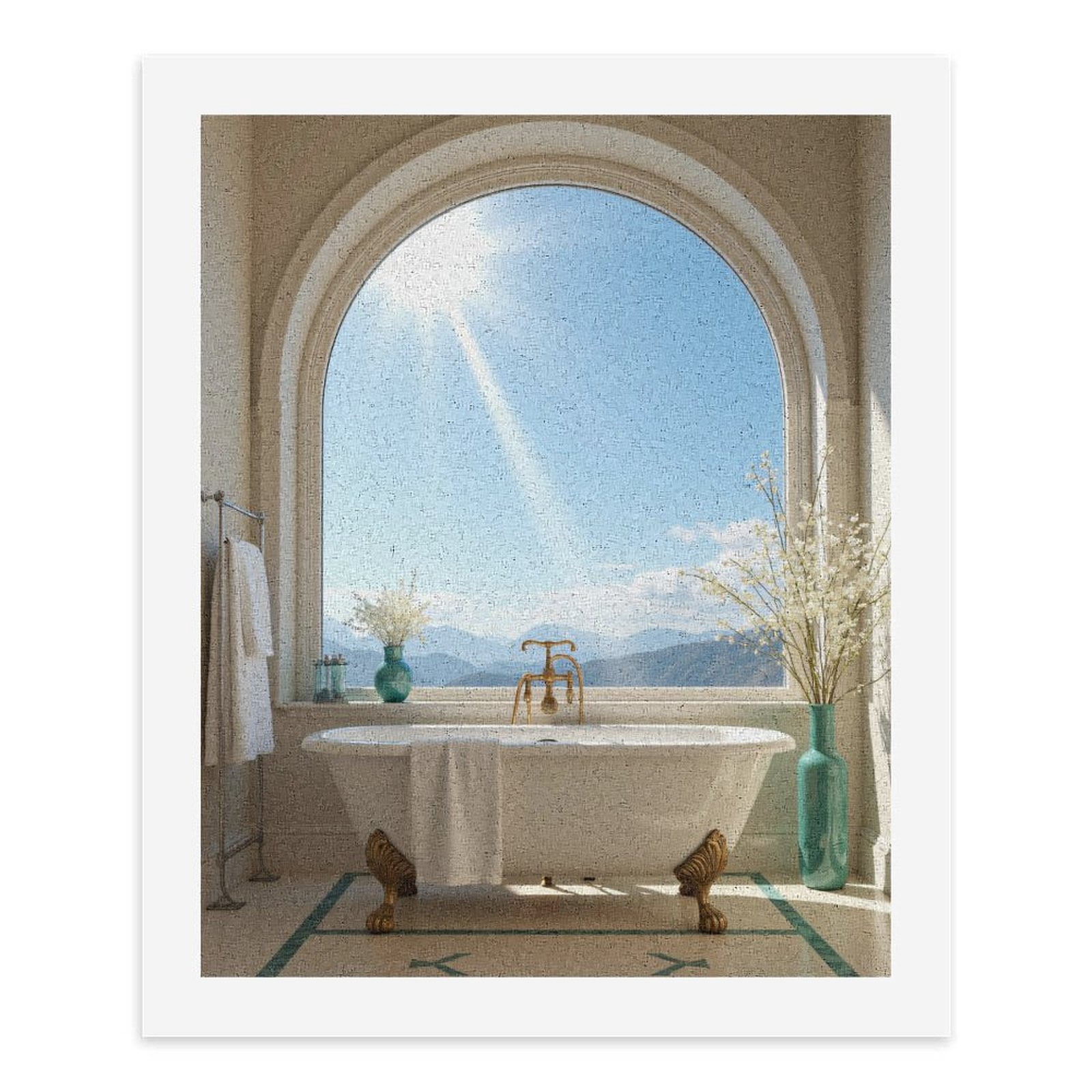 Paint by Numbers Kit for Adults, Luxurious Bathroom View Sunshine Paint by Numbers, Easy Paint by Numbers Kit for Adults Beginner, DIY Adult Paint by Number Kits on Canvas, Home Decor