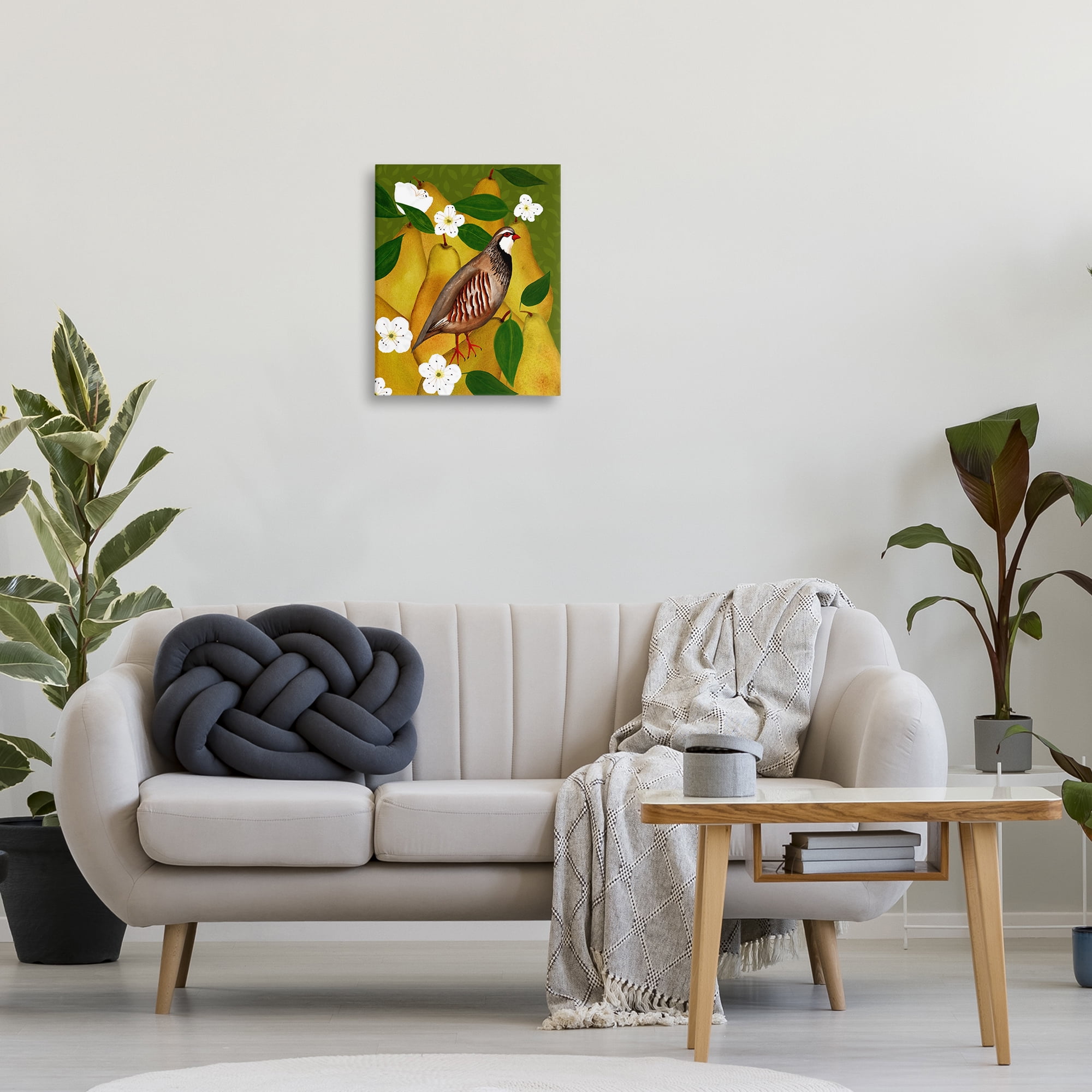 Stupell Industries Partridge Bird & Pears Food & Beverage Painting Wrapped Canvas Art Print Wall Art, 16 x 20