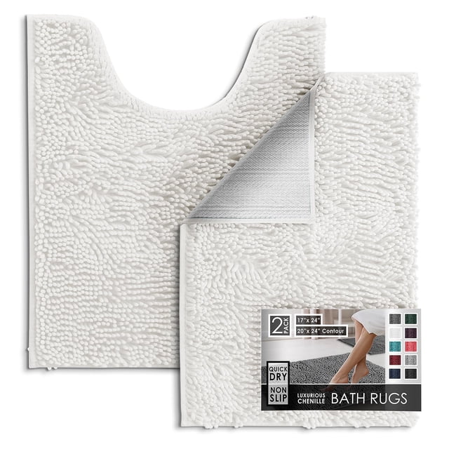 Alfombra de baño Hearth & Harbor Chenille 43 x 61 cm y 51 x 61 cm
