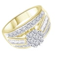 thumbnail image 2 of Round & Baguette Shape White Natural Diamond Cluster Fashion Ring In 10k Yellow Gold (1.58 cttw) Ring Size-11, 2 of 2