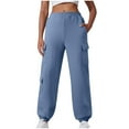 thumbnail image 6 of "Women's Casual Solid Color Cargo Pants With Elastic Waist And Pockets Comfortable Jogger Trousers" 3/4 Pants for Women Casual Crop Pants for Women Casual Casual Pants Women Fall Casual Pants for, 6 of 6