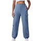 thumbnail image 3 of Pantalones cargo informales de color liso para mujer: cintura elástica, diseño con múltiples bolsillos, estilo jogger cónico para ropa de ocio y deportiva, 3 of 3