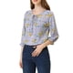 thumbnail image 4 of INSPIRAR CHIC Blusa Bohemia para Mujeres con Estampado Floral, Cuello con Lazo, Manga 3/4, Tops Casuales, Talla S, Púrpura Claro, 4 of 6