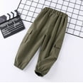 thumbnail image 2 of Odeerbi Toddler Boys Cargo Pants Elastic Waist Casual Jogger Pants with Pockets Green 5-6 Years, 2 of 4