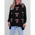 thumbnail image 6 of FEORJGP Women’s Christmas Sweatshirts Long Sleeve Pullovers Sparkle Candy Cane Print Jumpers Crew Neck Blouses Oversized Casual Tops for Spring Fall, 6 of 8