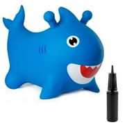 Rigma Bouncy Horse Shark - ECO-Friendly - Animal Bouncing Horse Hopper Toy, Inflatable Ride on Jumping Bouncer for Kids (Blue)